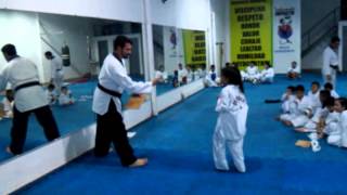 Taekwondo kebrando la tabla  Examen cinta blanca [upl. by Nodnarb]