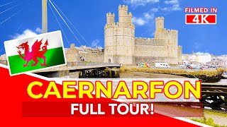 CAERNARFON  Full 4K Virtual Walk round Caernarfon Castle and Town Centre Caernarvon in English [upl. by Anastasio]