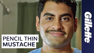 Mustache Styles How to Shave a Pencil Thin Mustache  Gillette [upl. by Nuahsak215]