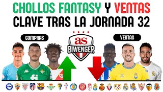 💸 CHOLLOS FANTASY FICHAJES RECOMENDABLES y VENTAS CLAVE en BIWENGER tras la JORNADA 32 [upl. by Murdock238]