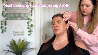 ASMR Relaxing Real Person Hair Brushing Hair Play Scalp amp Tucking Hair Behind the Ear on Beth [upl. by Amelina912]