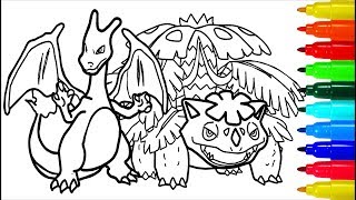 Pokemon  4 Coloring Pages  Colouring Pages For Kids With Colored Markers [upl. by Clinton]