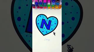 “N” Heart ASMR Coloring satisfying asmr coloring satisfatório letter lettering relaxingsounds [upl. by Luke]