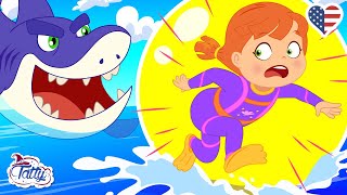 A Day on the Beach Tatty and Misifu’s Shark Encounter 🦈 Cartoons for Kids [upl. by Ahsyas355]