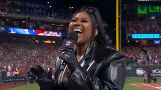 Jazmine Sullivan  National Anthem 2022  World Series Game 5 [upl. by Gerger595]