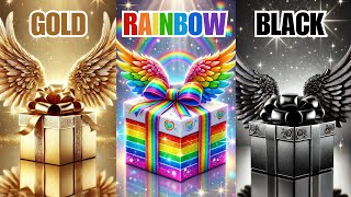 Choose Your Gift 🎁 Gold Rainbow Black ⭐🌈🖤 How Lucky Are You😱 3 Gift Box Challenge 2 Good amp 1 Bad [upl. by Mars]