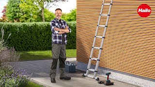 HAILO T100 FlexLine  AluminiumTeleskopleiter  Aluminium Safety Telescopic Ladder [upl. by Nivlag]