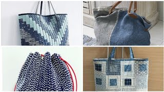 New trendy amp stylish sashiko kogin denim jeans bags denim bags stylish beautiful [upl. by Nhguaval]