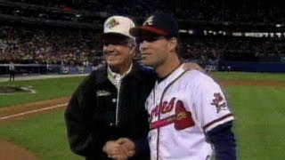 WS1995 Gm6 President Carter throws out first pitch [upl. by Madancy]