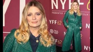 Mischa Barton looks effortlessly stylish in green leather coat at Rumours premiere in New York City [upl. by Oren]