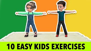 10 Easy and Simple Kids Exercises To Do At Home [upl. by Salohci]