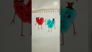 fingerprint art 🎨 heart shape drawing 💕shortsvideo drawingshorts painting [upl. by Naeroled]