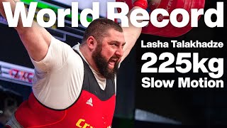 Lasha Talakhadze 225kg Snatch World Record Slow Motion 2021 World Weightlifting Championships 4k [upl. by Starbuck]