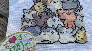 Cross Stitch Finish Reveal Two Kits Lovely Cats amp I Love You Mom [upl. by Deedahs]