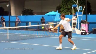 Roger Federer  Slow Motion Backhand Volleys in HD Australian Open 2011 [upl. by Cut486]