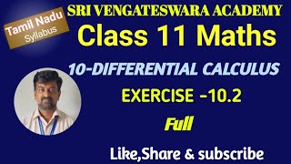 TN 11TH MATHS CHAPTER 10 DIFFERENTIAL CALCULUSEXERCISE102mrkmaths marikannan [upl. by Jasisa920]