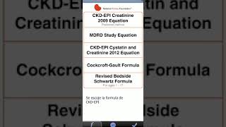 Calculo del filtrado glomerular según la formula de CKD EPI App eGFR [upl. by Dalila]