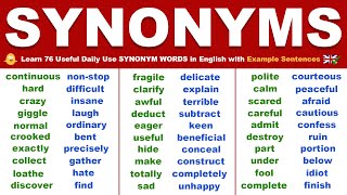 Learn 76 Useful Daily Use SYNONYM WORDS in English with Example Sentences  English Vocabulary [upl. by Elisabetta]