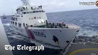 China and Philippine ships collide in South China Sea [upl. by Adnarom754]