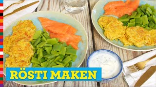 Rösti maken  Gezond recept  Voedingscentrum [upl. by Anoirtac]