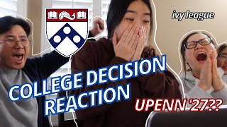 COLLEGE DECISION REACTION 2023  ivy league UPENN early decision  co 2027 유펜 아이비 조기합격자 발표 리엑션 [upl. by Atikram]