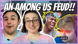 Sidemen  KSI vs TOMMYINNIT FIGHT on AMONG US  Eli and Jaclyn REACTION [upl. by Semele312]