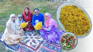 Perfect Istanbuli Polo recipe  Vegan and healthy green beans and rice  village cooking [upl. by Eyma]