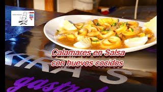 Cómo hacer CALAMARES EN SALSA con HUEVOS COCIDOS 🐟 🥨 [upl. by Mannes]