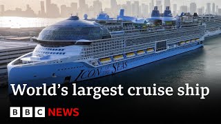 Icon of the Seas Worlds largest cruise ship sets sail from Miami  BBC News [upl. by Noemys434]