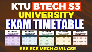 KTU BTECH S3 UNIVERSITY EXAM TIMETABLE  MR ENGINEER [upl. by Bullen]