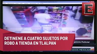 Detienen a cuatro sujetos por robo a tiendas de conveniencia en Tlalpan [upl. by Idnyc]