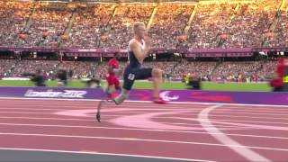 Athletics  Mens 100m  T44 Round 1 Heat 1  London 2012 Paralympic Games [upl. by Arocet299]