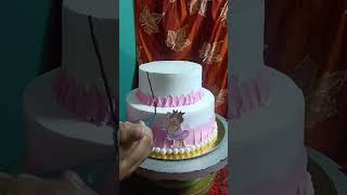 Baby girl birthday cake design bestbirthdaycakedesignforgirl cake viralvideo [upl. by Otsugua363]