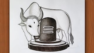 How to draw Shiva ling And Nandi  Easy Shiv ling drawing  Mahadev drawing  lavi arts [upl. by Amy33]