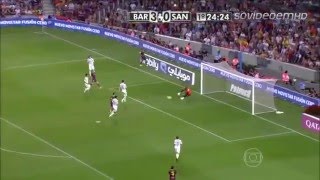 Barcelona 8 x 0 Santos Santos leva chocolate do Barça Troféu Joan Gamper 02 08 2013 Globo HD [upl. by Sobel734]