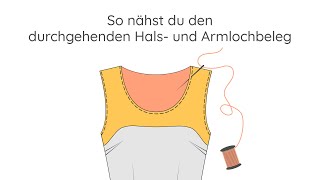 Durchgehenden Hals und Armlochbeleg nähen [upl. by Ilamad]