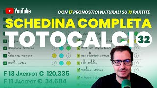 3 JACKPOT sul Totocalcio N 32 Tutte le partite in schedina con 17 Pronostici Naturali [upl. by Sher637]