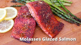 Molasses Glazed Salmon Recipe  Salmon Filets Grilled on Traeger Grill [upl. by Haon]