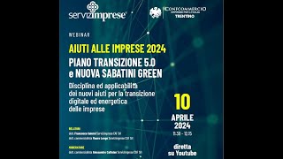 AIUTI ALLE IMPRESE – Novità 2024 “PIANO TRANSIZIONE 50” e “NUOVA SABATINI GREEN” [upl. by Hedwig]