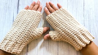 Easy Winter gloves crochet pattern fingerless mitten with thumb [upl. by Kala]