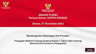 Sidang Perkara Nomor 83PUUXXI2023 Selasa 7 November 2023 [upl. by Zusman]