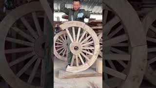 Wagon wheel assembly process Good tools and machinery can increase work efficiency [upl. by Notrab953]