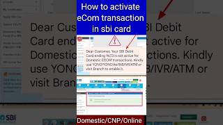 sbi ecom transaction activate kaise kare  How to enable online payment in sbi card shorts [upl. by Merrily]