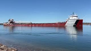 Great Lakes freighter Arthur M Anderson on the St Marys River [upl. by Animrac]