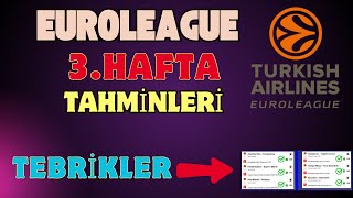 3HAFTA EUROLEAGUE TAHMÄ°NLERÄ°  EUROLEAGUEDE HAFTANIN BANKOLARI  15 EKÄ°M SALI Ä°DDAA TAHMÄ°NLERÄ° [upl. by Robertson]