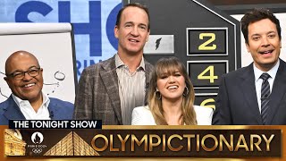 Olympictionary with Kelly Clarkson Peyton Manning and Mike Tirico  The Tonight Show [upl. by Inalak]