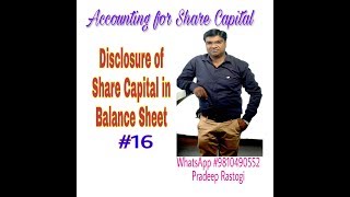 Balance Sheet Vdo 16  Disclosure of Share Capital  Share Accounting [upl. by Initof]