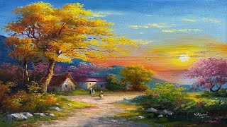 How I Paint Landscape Just By 4 Colors Oil Painting Landscape Step By Step 91 By Yasser Fayad [upl. by Mccready]