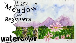 How to paint simple flower Meadow in watercolorsLoose watercolor painting for beginnerseasyart [upl. by Nitsug363]