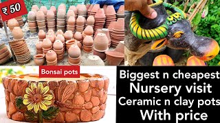 Plants pots with price Clay pots ceramic pots plastic pots cocopeat cheapest nursery online [upl. by Ainimre]